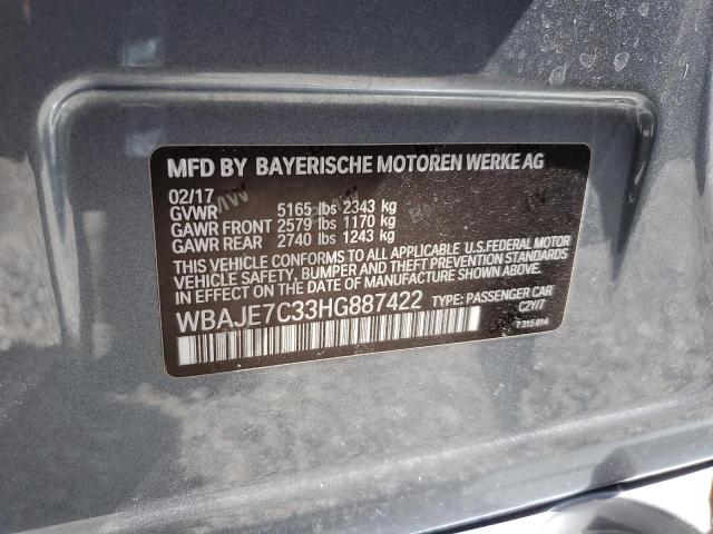 2017 BMW 540 XI WBAJE7C33HG887422