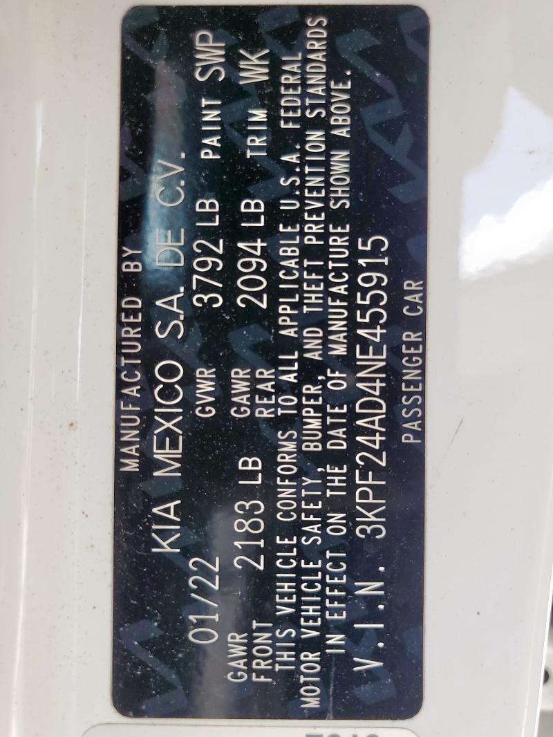 2022 KIA FORTE FE - 3KPF24AD4NE455915