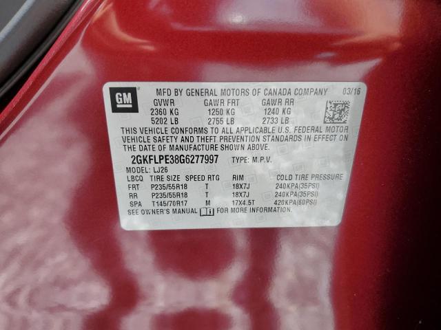 2016 GMC TERRAIN SL - 2GKFLPE38G6277997
