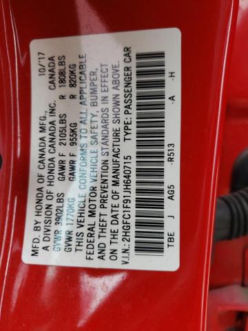 2018 HONDA CIVIC TOUR 2HGFC1F91JH640715
