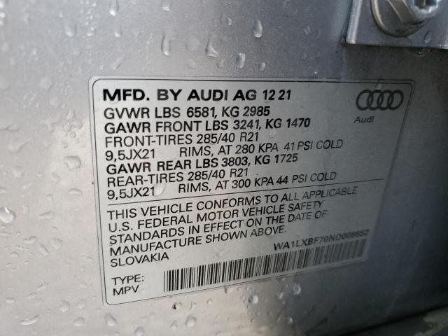 2022 AUDI Q7 PREMIUM - WA1LXBF70ND008652