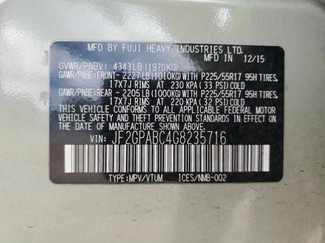 2016 SUBARU CROSSTREK JF2GPABC4G8235716