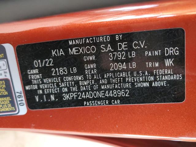 2022 KIA FORTE FE 3KPF24AD0NE448962