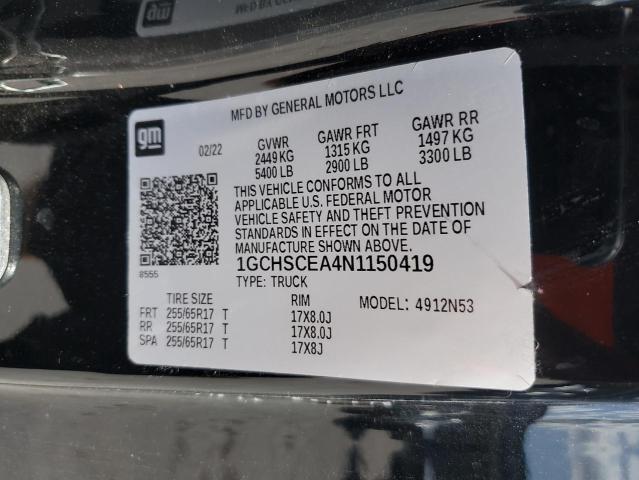 2022 CHEVROLET COLORADO L 1GCHSCEA4N1150419