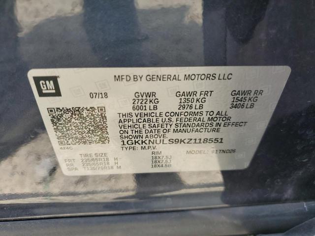 2019 GMC ACADIA SLT 1GKKNULS9KZ118551
