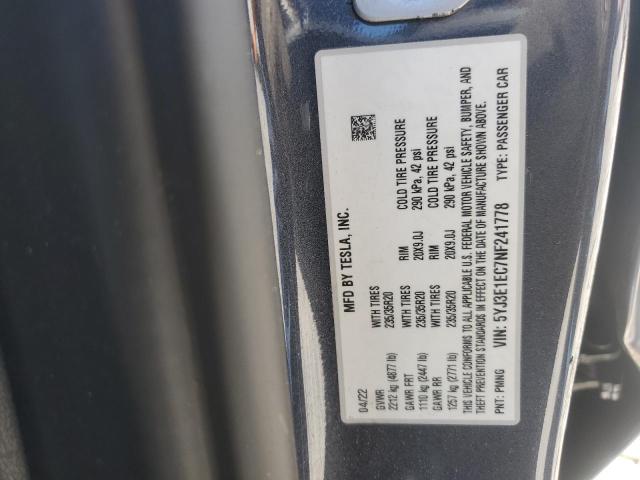 2022 TESLA MODEL 3 5YJ3E1EC7NF241778