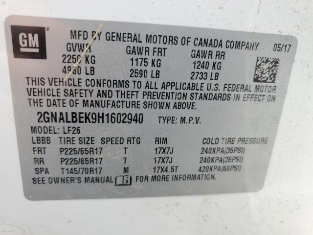 2017 CHEVROLET EQUINOX LS 2GNALBEK9H1602940