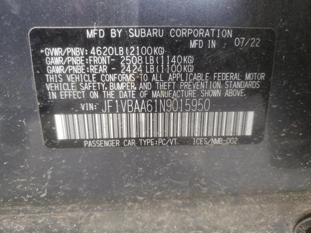 2022 SUBARU WRX JF1VBAA61N9015950
