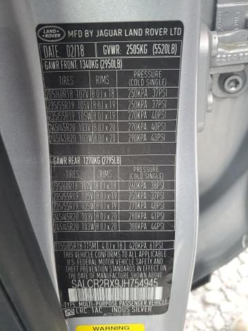 2018 LAND ROVER DISCOVERY SALCR2RX9JH754945