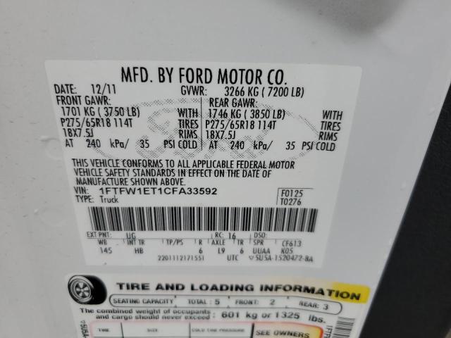 2012 FORD F150 SUPER - 1FTFW1ET1CFA33592