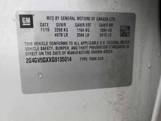 2016 BUICK REGAL GS 2G4GV5GXXG9135014