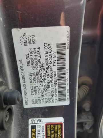 2016 HONDA CR-V TOURI - 5J6RM4H93GL009462