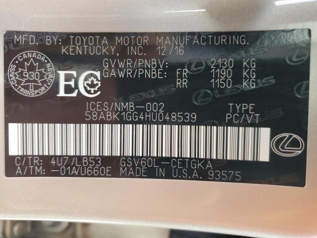 2017 LEXUS ES 350 - 58ABK1GG4HU048539