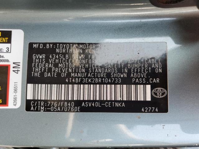 2011 TOYOTA CAMRY BASE - 4T4BF3EK2BR104733
