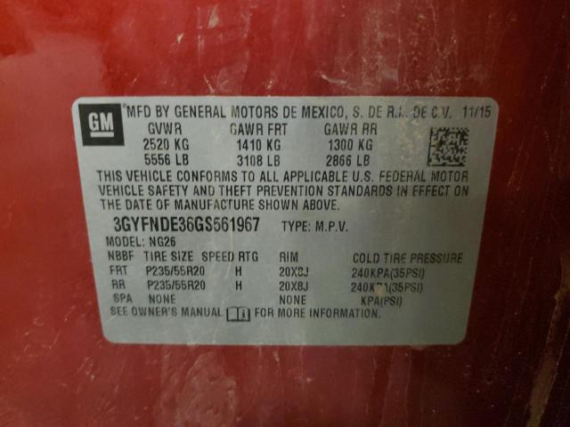 2016 CADILLAC SRX PREMIU 3GYFNDE36GS561967