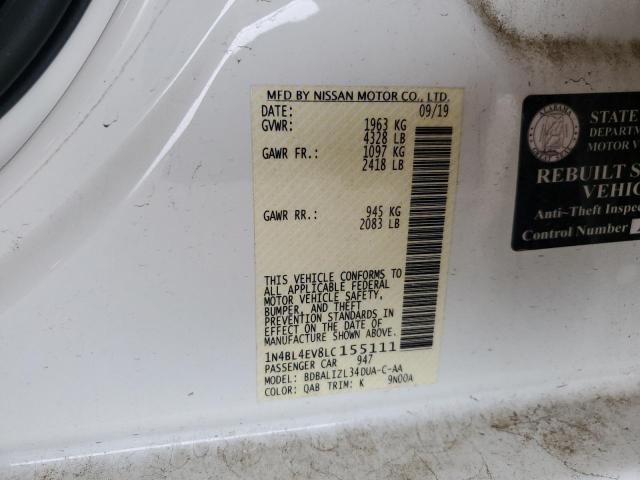 2020 NISSAN ALTIMA SL 1N4BL4EV8LC155111