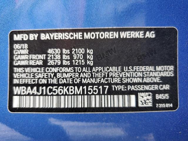 2019 BMW 430I GRAN WBA4J1C56KBM15517