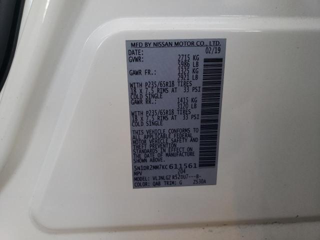 2019 NISSAN PATHFINDER - 5N1DR2MM7KC611561