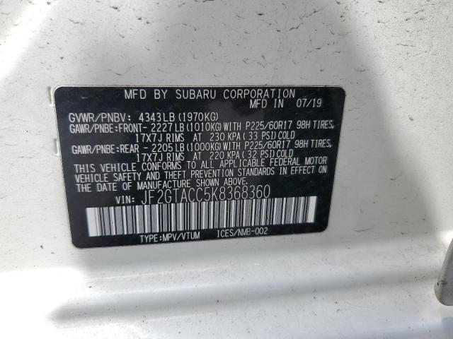 2019 SUBARU CROSSTREK - JF2GTACC5K8368360