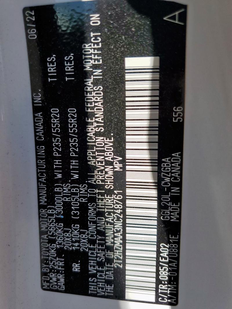 2022 LEXUS RX 350 2T2HZMAA3NC248761