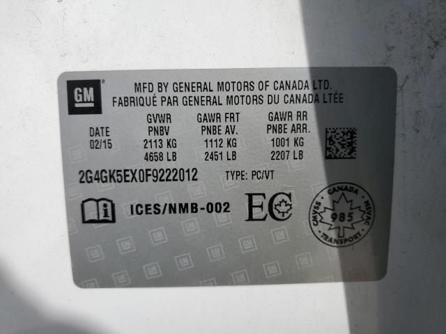 2015 BUICK REGAL 2G4GK5EX0F9222012