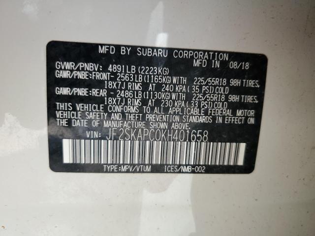 2019 SUBARU FORESTER S JF2SKAPC0KH401658
