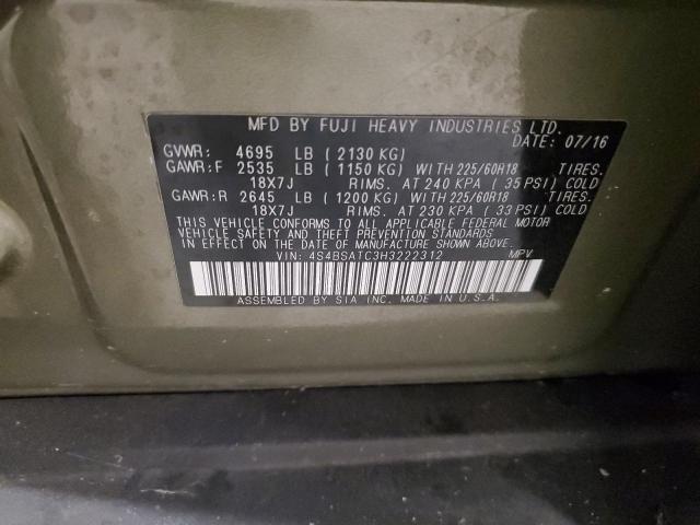 2017 SUBARU OUTBACK TO 4S4BSATC3H3222312
