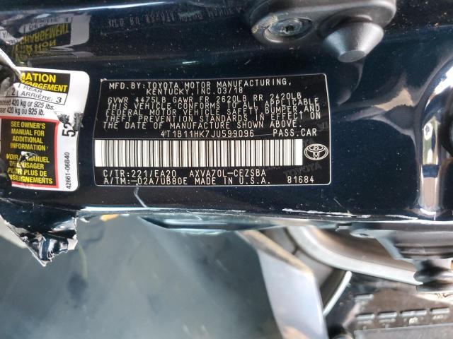 2018 TOYOTA CAMRY L 4T1B11HK7JU599096