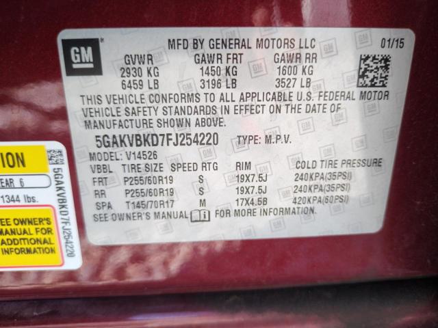 2015 BUICK ENCLAVE 5GAKVBKD7FJ254220