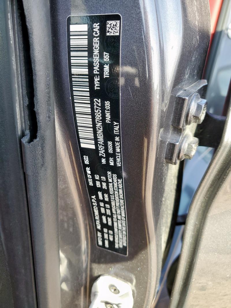 2022 ALFA ROMEO GIULIA SUP ZARFAMBN2N7665722