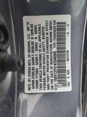 2019 HONDA CIVIC LX - 19XFC2F61KE046505
