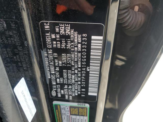 2016 KIA SORENTO EX 5XYPHDA16GG033238