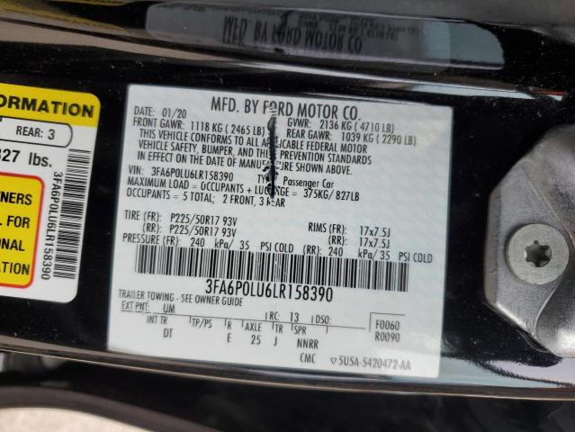 2020 FORD FUSION SE 3FA6P0LU6LR158390