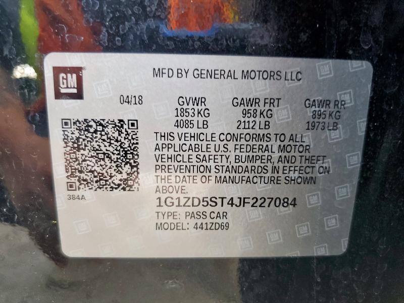 2018 CHEVROLET MALIBU LT 1G1ZD5ST4JF227084