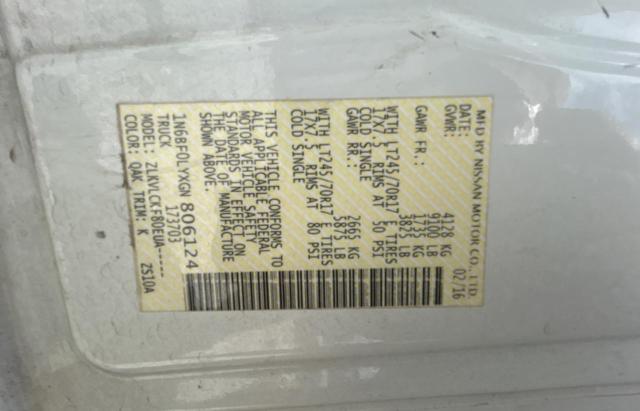 2016 NISSAN NV 2500 S - 1N6BF0LYXGN806124