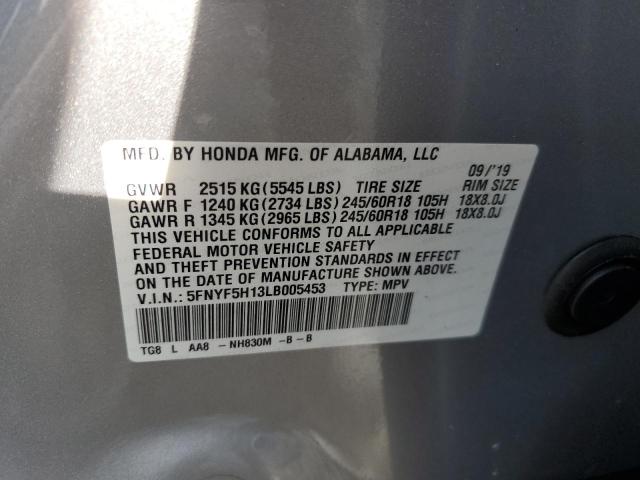 2020 HONDA PILOT LX 5FNYF5H13LB005453