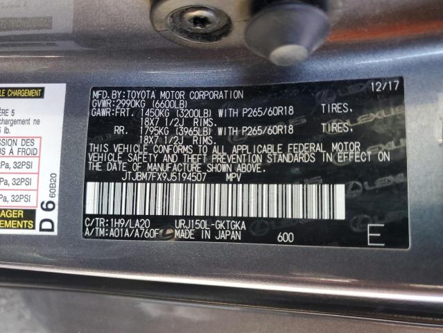 2018 LEXUS GX 460 JTJBM7FX9J5194507