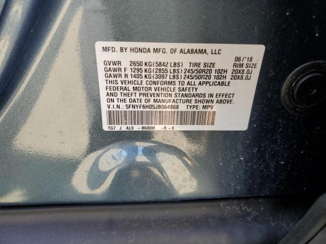 2018 HONDA PILOT ELIT 5FNYF6H05JB064868