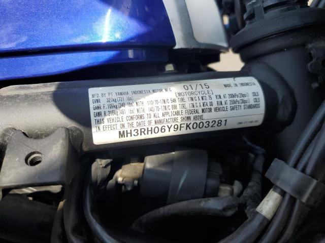 2015 YAMAHA YZFR3 MH3RH06Y9FK003281