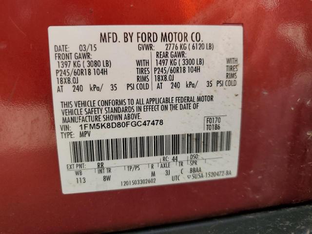 2015 FORD EXPLORER X - 1FM5K8D80FGC47478