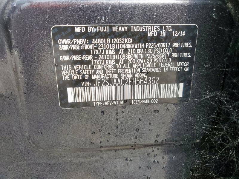 2015 SUBARU FORESTER 2 - JF2SJAAC2FH564362
