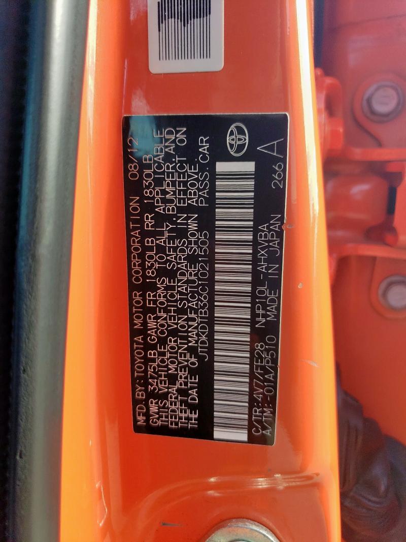2012 TOYOTA PRIUS C - JTDKDTB36C1021505