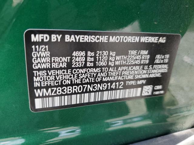 2022 MINI COOPER S C WMZ83BR07N3N91412
