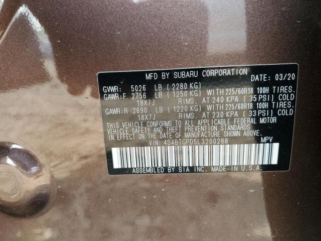 2020 SUBARU OUTBACK TO 4S4BTGPD5L3200288