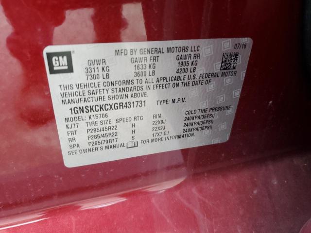2016 CHEVROLET TAHOE K150 1GNSKCKCXGR431731