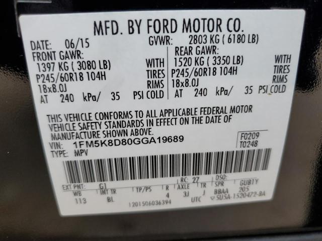2016 FORD EXPLORER X - 1FM5K8D80GGA19689