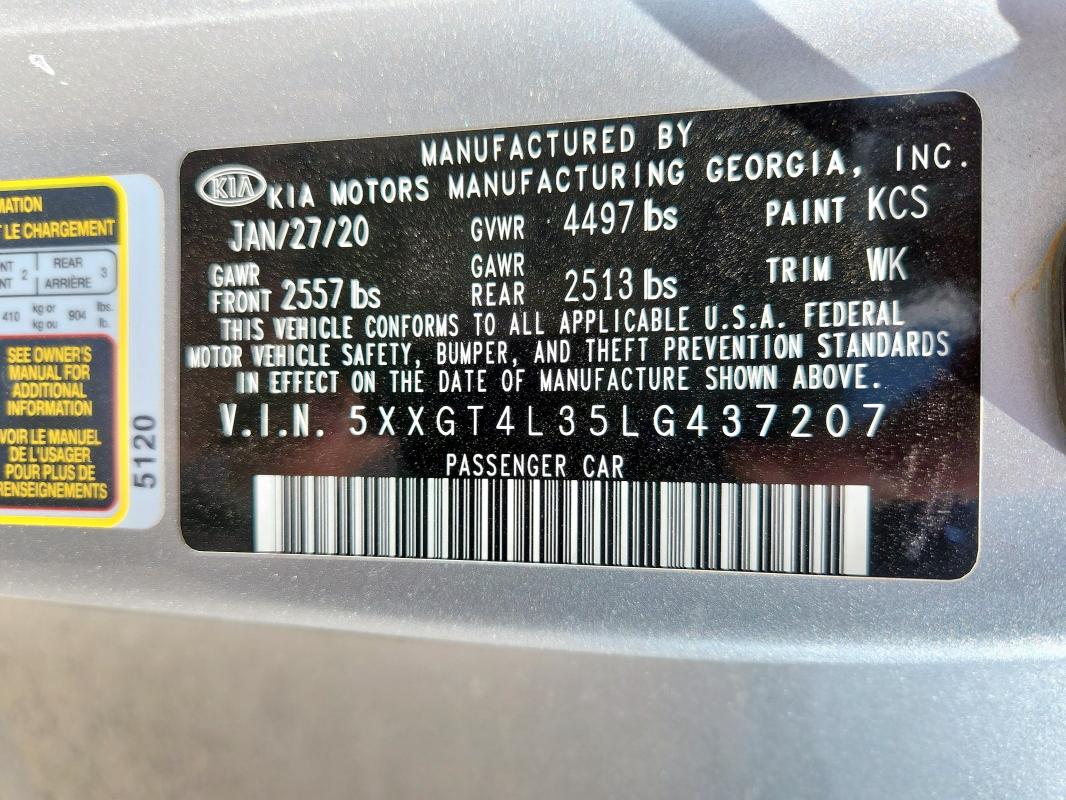 2020 KIA OPTIMA LX 5XXGT4L35LG437207