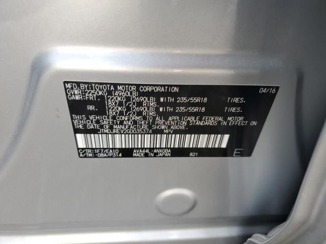 2016 TOYOTA RAV4 HV LI - JTMDJREV2GD035374