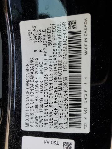 2hgfe2f50nh553956 - 2022 Honda Civic Sport - #62614155