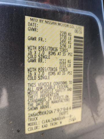 2016 NISSAN FRONTIER S 1N6AD0ER2GN797944